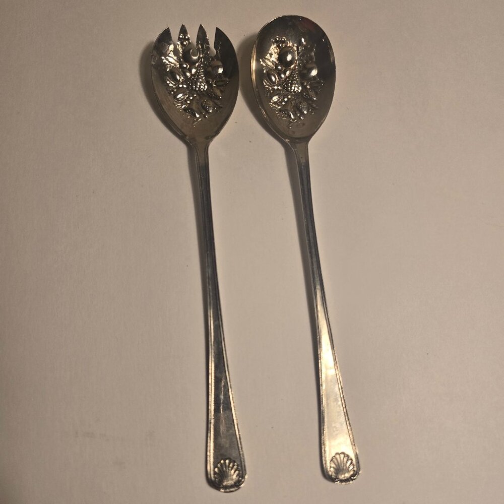 Vintage Sheffield England Silver-Plated Salad Serving Set